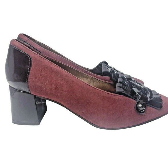 Womens GIKO Spain Suede/Patent Leather Block Heel 1930s inspired High Quality - Picture 3 of 8